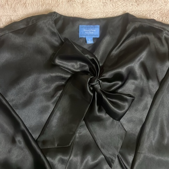 Simply Vera (Vera Wang) black tie neck satin-like blouse - Picture 2 of 10